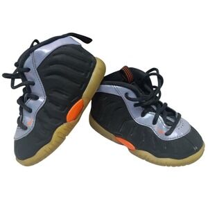 Nike Lil Posite One Toddler 5C Shoes Black Orange Metallic Silver 723947-008